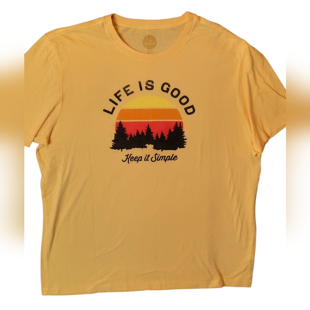 Life is Good Shirt Mens XXL Yellow Classic Fit Cool Tee Outdoor Nature Casual